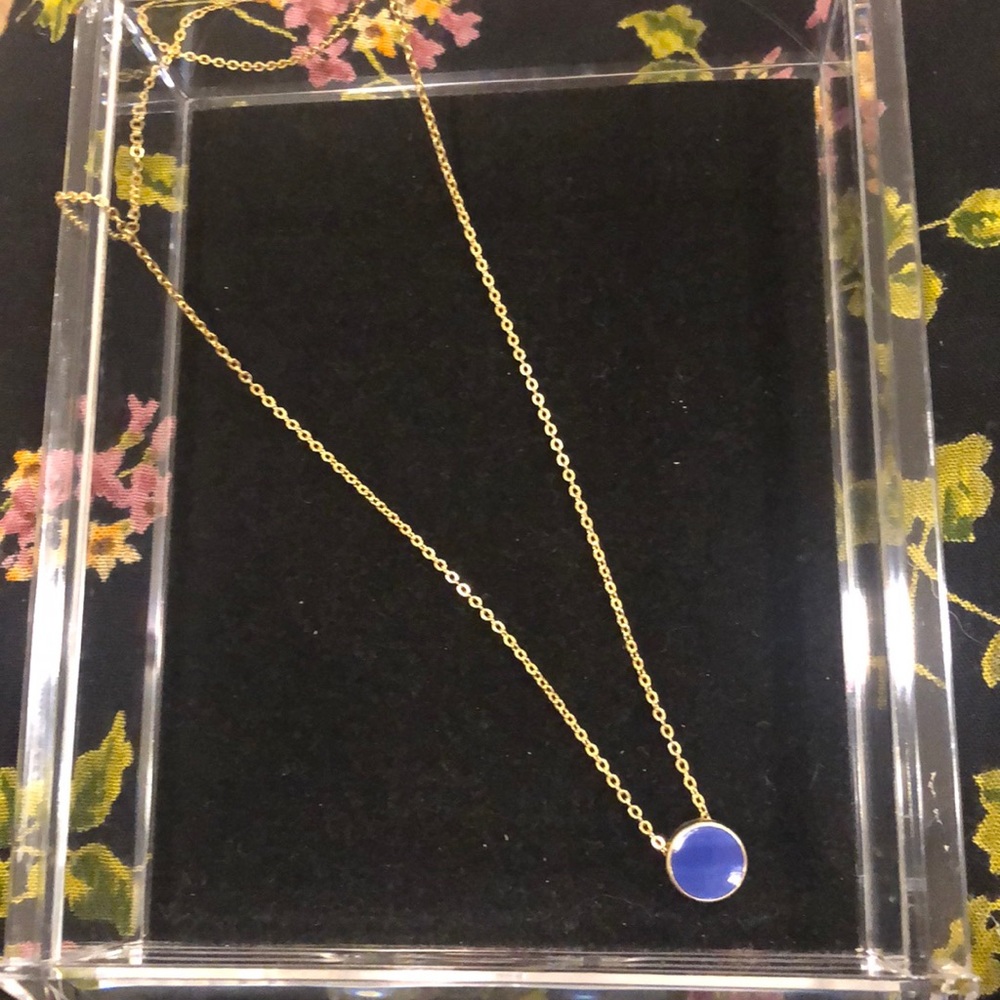 American Apparel gold enamel circle necklace navy